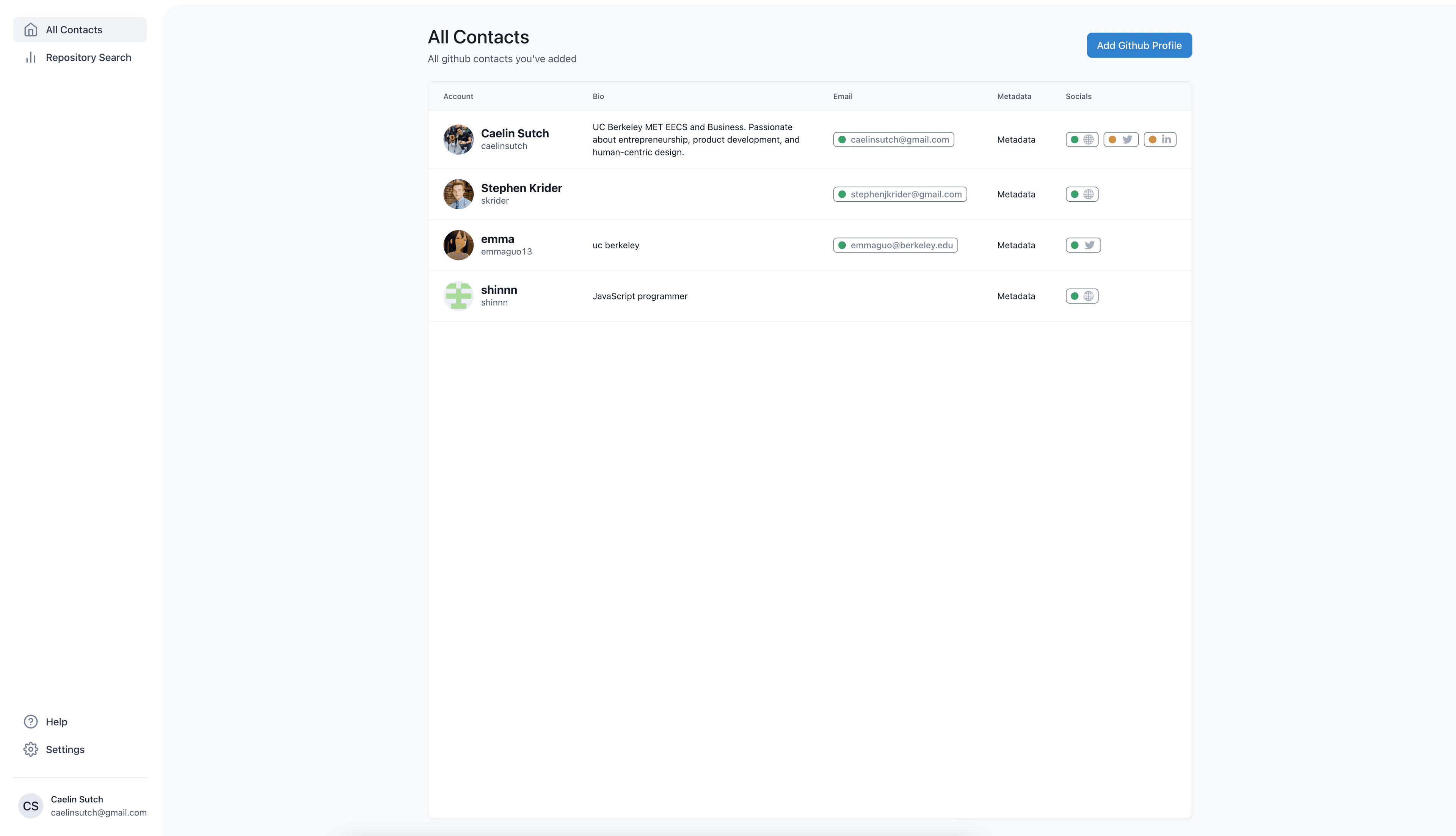 Screenshot of Github Talent Search